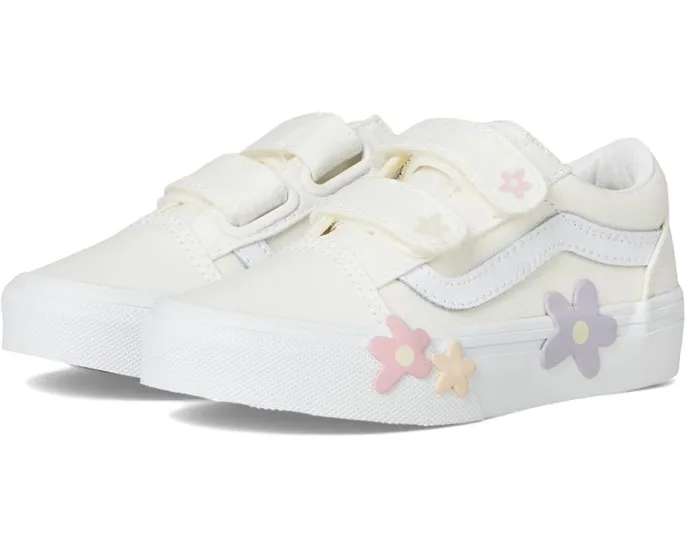 Кроссовки Vans Kids Old Skool V Flower с канвасовым верхом и липучками