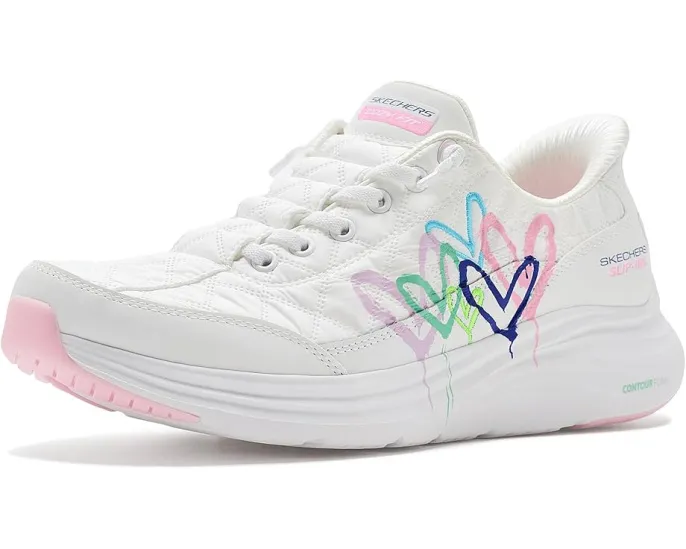 Skechers кеды Contour Foam Cozy Fit Timeless Heart Hands Free Slip-ins с сердечками