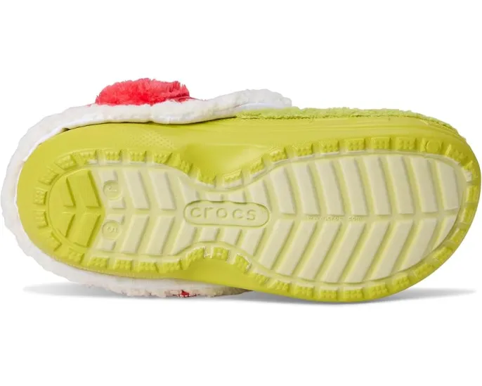Теплые детские сабо Crocs Kids с подкладкой в стиле Гринча