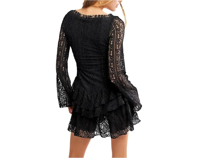 Мини-платье Tabby Lace от Free People из кружева с ярусной юбкой