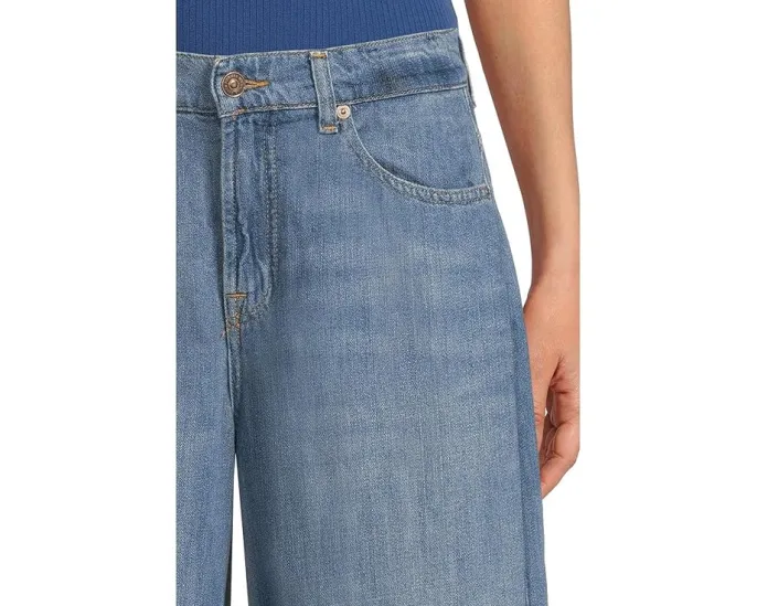 Широкие укороченные брюки 7 For All Mankind Willow Wide Crop из льна и хлопка