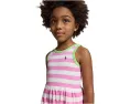 Платье Polo Ralph Lauren Kids из хлопкового джерси в полоску с контрастной отделкой