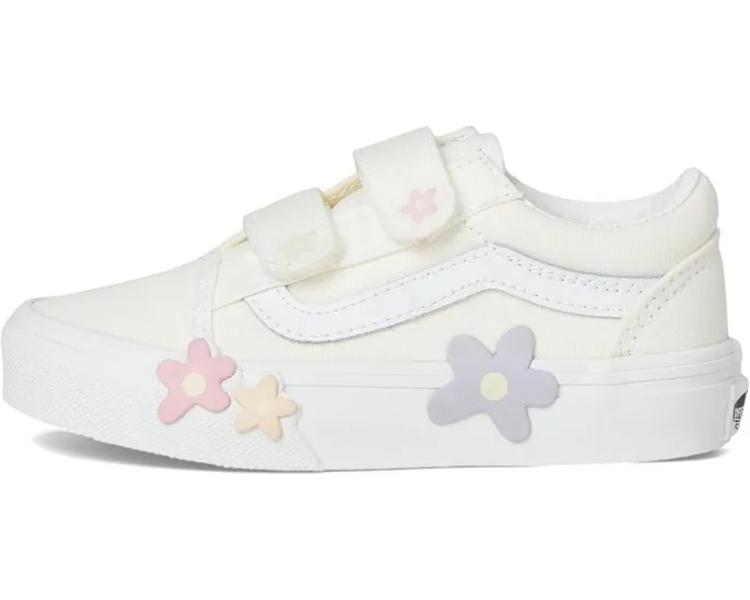 Кроссовки Vans Kids Old Skool V Flower с канвасовым верхом и липучками