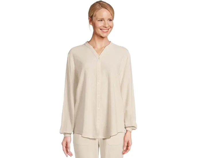 Блуза Barefoot Dreams из льняной смеси с длинными рукавами