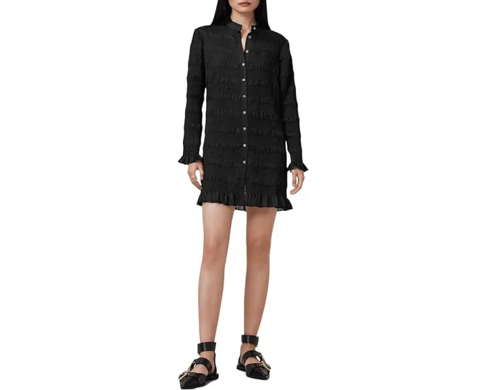 Мини-платье AllSaints Meg с плиссировкой и рюшами