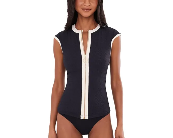 Seafolly Солнцезащитный топ Bandwave Cap Sleeve Sunvest