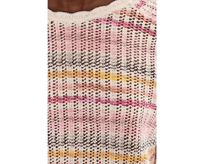 Свитер NIC+ZOE Melange Mix с фактурной вязкой и круглым вырезом