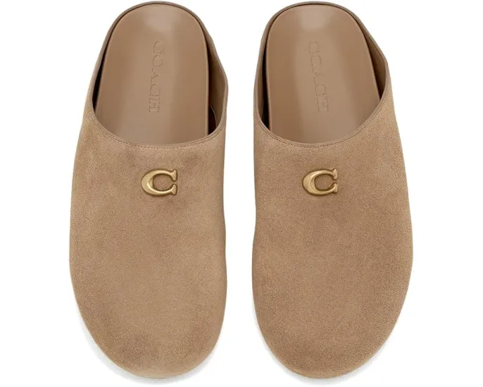 COACH мягкие мюли Sculpted C из замши с логотипом