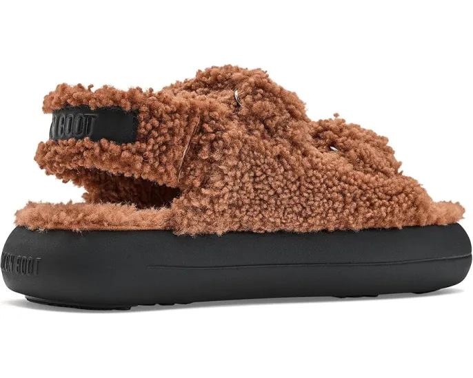 Сандалии Shearling с открытым носком и овчиной от MOON BOOT