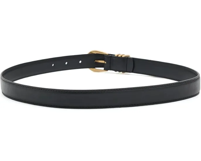 Ремень Lauren Ralph Lauren Metal-Keeper Leather Skinny Belt из черной кожи