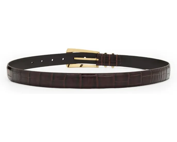 Ремень Madewell с удлиненной пряжкой и текстурой крокодила