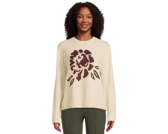 Свитер Vince Camuto с круглым вырезом и узором розы