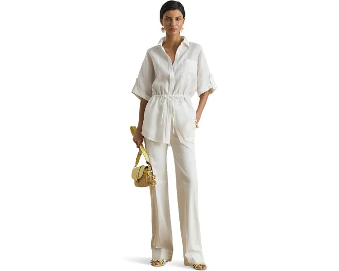 Туника Linen Roll-Tab Sleeve Tunic из льна с завязками Lauren Ralph Lauren