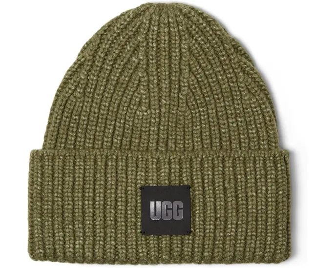 UGG объемная шапка бини с крупной резинкой и фирменным лейблом
