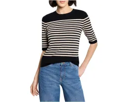 Футболка-свитер NIC+ZOE Petite Stripe из чистого хлопка с круглым вырезом