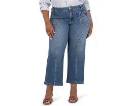 Джинсы KUT from the Kloth Plus Charlotte High Rise Wide Leg с накладными карманами спереди