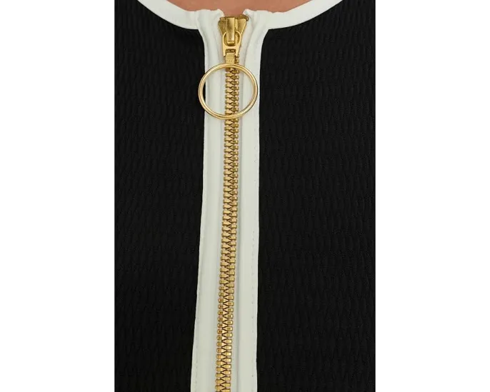 Топ купальный Seafolly Beach Bound с молнией спереди и контрастной окантовкой