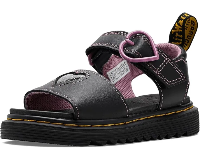 Детские сандалии Dr. Martens Marlowe Hearts II J с блестящим сердцем на регулируемых липучках