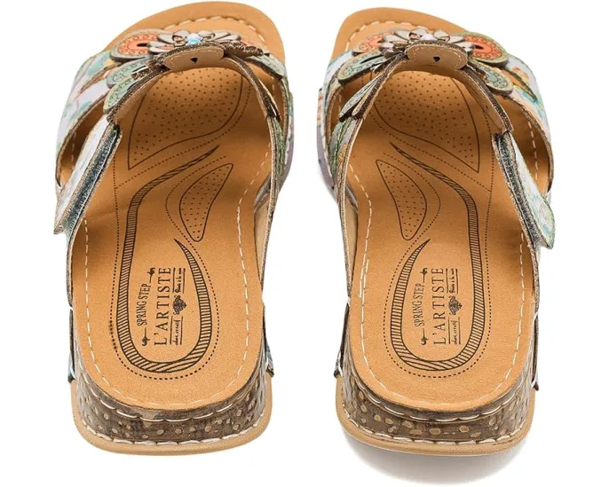 L'Artiste by Spring Step Сандалии Beaudie с ручной росписью и цветами из кожи