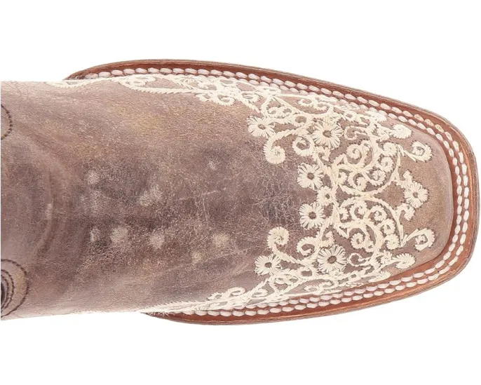 Ковбойские сапоги Corral Boots A2663 с цветочной строчкой и квадратным носком