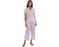 Short Sleeve Notch Collar Cropped Pants PJ Set
