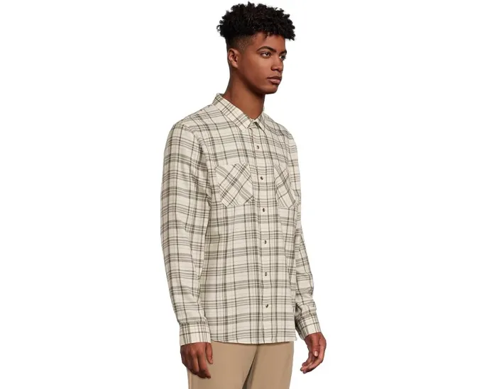 Сорочка TravisMathew Cloud Flannel Plaid в клетку с длинными рукавами и накладными карманами