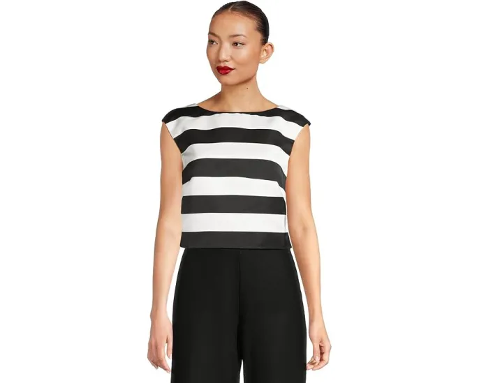 Trina Turk топ Santina из атласа с V-образной спинкой и молнией