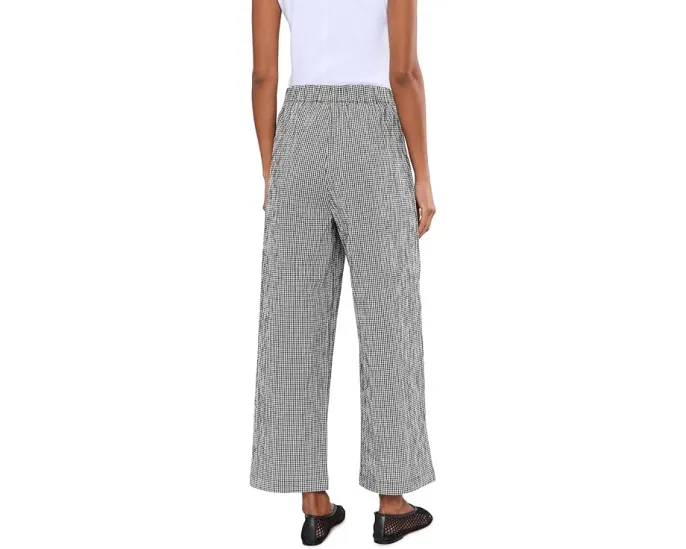 Organic Cotton Pucker Check Ankle Wide Pants