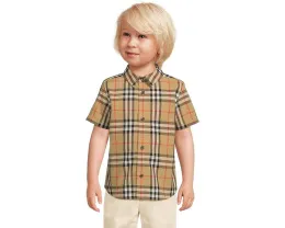 Burberry Kids Рубашка Owen с коротким рукавом и клеткой для младенцев