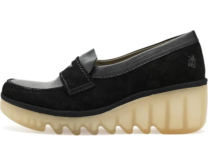 Лоферы FLY LONDON Bilz609fly на танкетке из кожи или замши с округлым носком