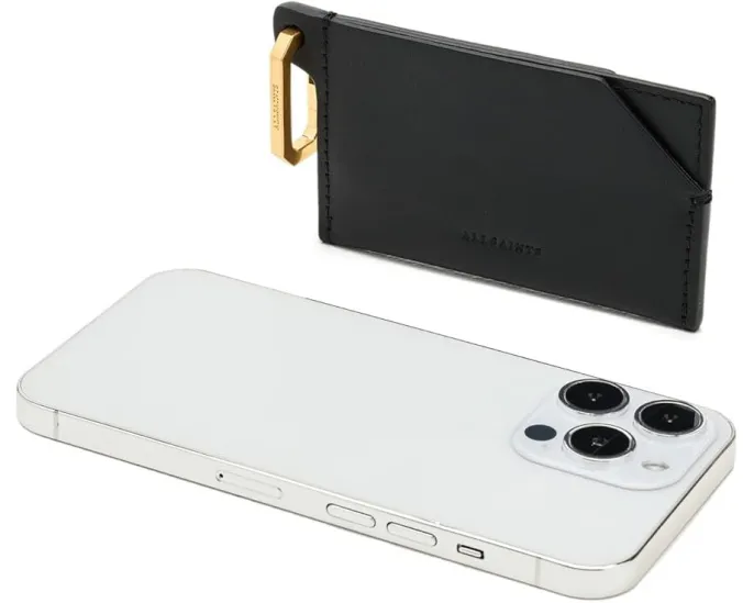 Кардхолдер AllSaints Hex с карабином из премиальной кожи