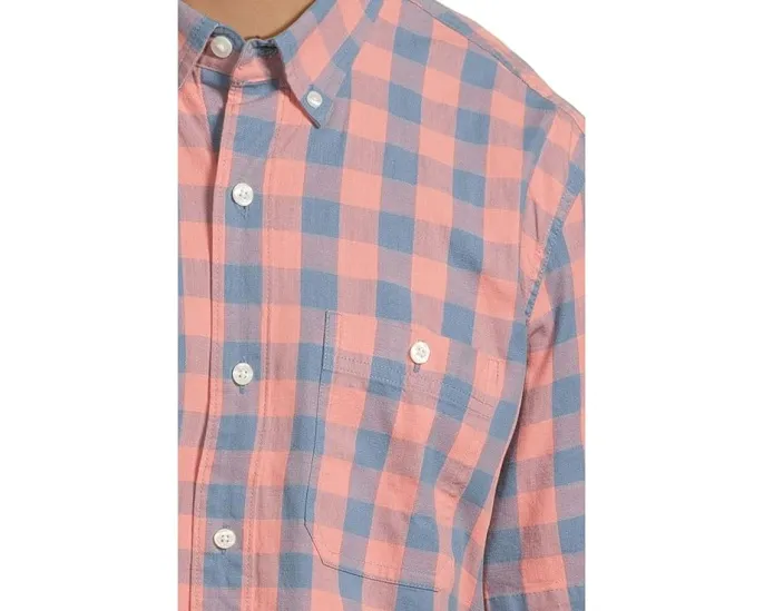 Рубашка L.L.Bean Comfort Stretch Chambray в клетку с коротким рукавом