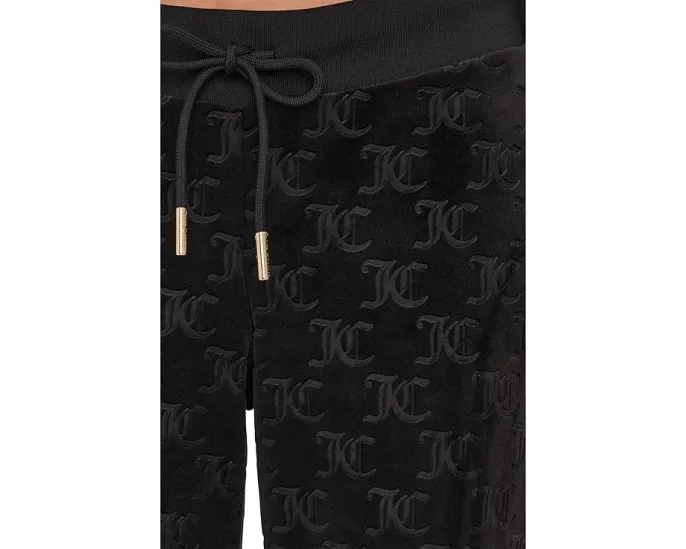 Juicy Couture Брюки из велюра с тисненым логотипом и высокой посадкой