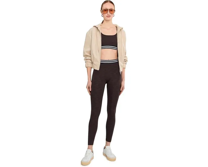 Леггинсы Splits59 Bailey High Waist Active Rib 7/8 с рельефной резинкой и полосатым поясом