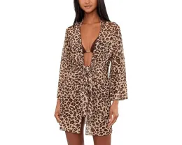 Туника Safari Leopard Stretch Mesh с запахом спереди от BECCA