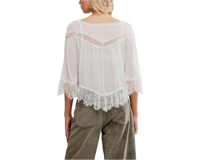 Топ Free People Bali Midnight Rain из фланели в клетку с кружевной отделкой