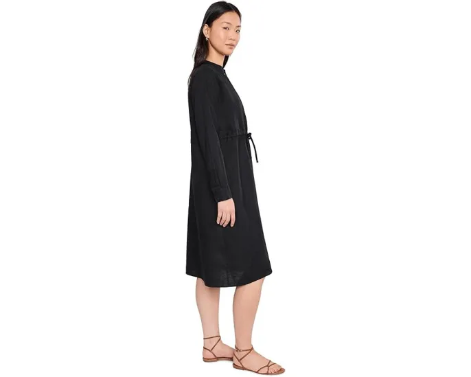 Платье Petite Organic Linen Mandarin Collar с завязкой на талии Eileen Fisher