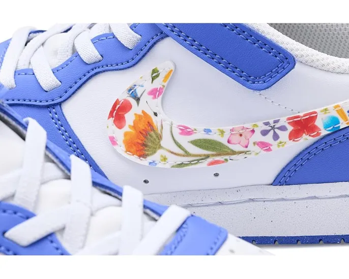 Кроссовки Nike Kids Court Borough Low FL с кожаным верхом и липучкой