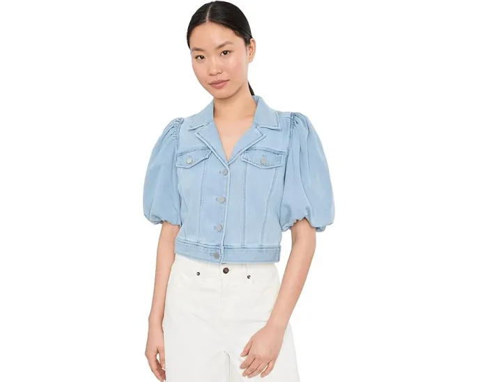 Короткий джинсовый жакет Puff Sleeve Cropped Denim Trucker от Liverpool Los Angeles