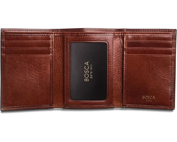 Кошелек тройного сложения Bosca из состаренной кожи с шестью карманами