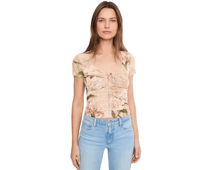 Сетчатый топ AllSaints Gabby Mesh с цветочным принтом и завязками