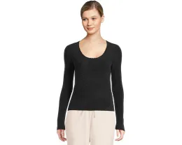 Топ Barefoot Dreams Cozychic Ultra Lite с рифленым краем и круглым вырезом