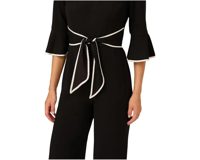 Комбинезон с рюшами на рукавах от Adrianna Papell с квадратным вырезом и поясом