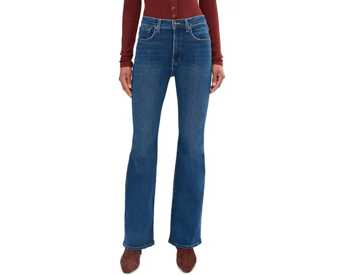 Джинсы Madewell Stretch Flare с клешем и потертостями Carville Wash на высокой талии