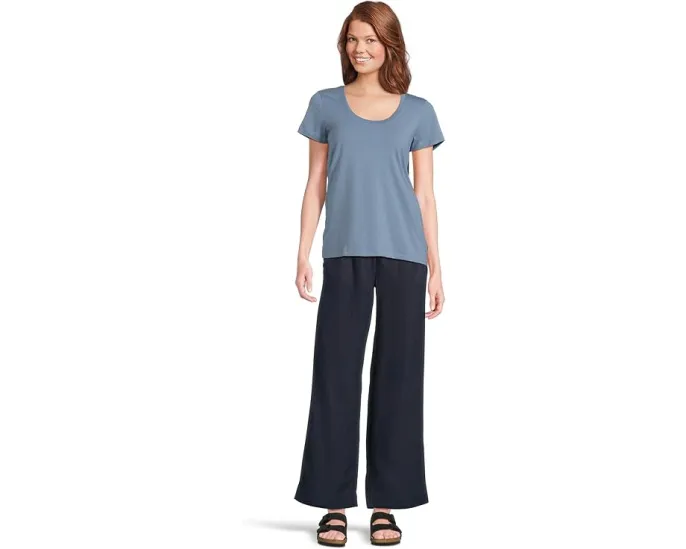Полосковые брюки L.L.Bean Premium Linen Breezy с поясом на резинке и прямым кроем