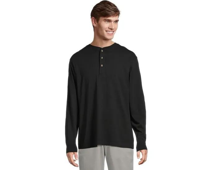Хенли L.L.Bean Carefree Unshrinkable Tee с длинным рукавом из мягкого хлопка