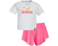Комплект adidas Kids Heather Tee & Flowy Short Set с принтом и внутренними шортами