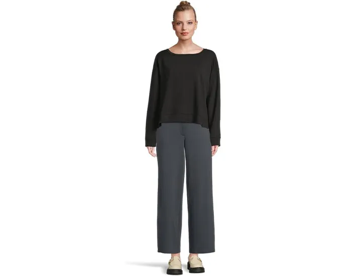 Топ Eileen Fisher из велюра с лодочкой и прямым кроем