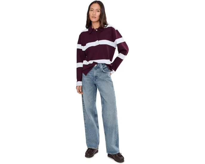 Повседневная хлопковая поло с длинным рукавом от Madewell