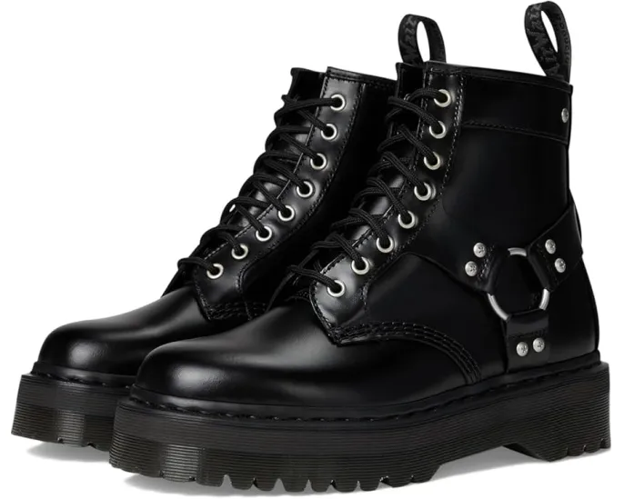 Ботинки Dr. Martens 1460 Quad Harness с 8 люверсами из глянцевой кожи и контрастной фурнитурой